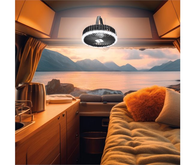 Aktive Ventilador portátil silencioso 3 en 1 c/luz y carga USB Negro