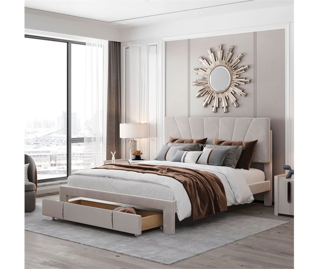 Camas de matrimonio 145x208 Beige