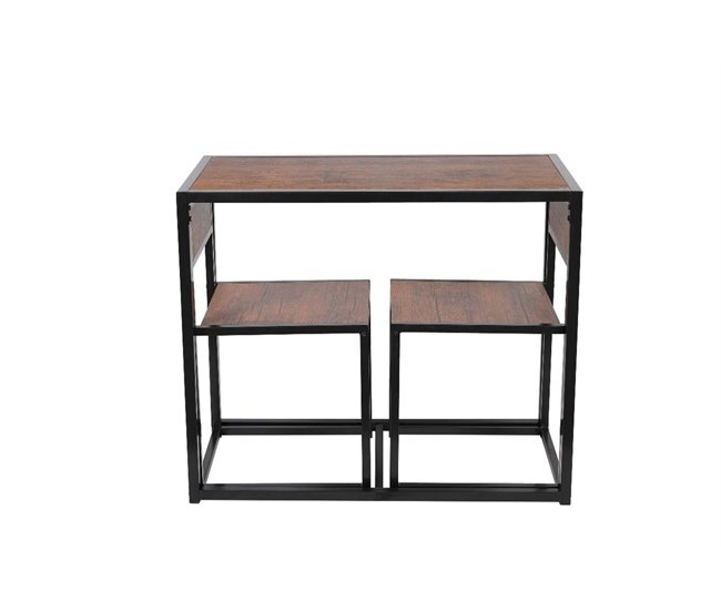 Conjunto DUO I mesa fija y 2 sillas de cocina Negro/ Madera