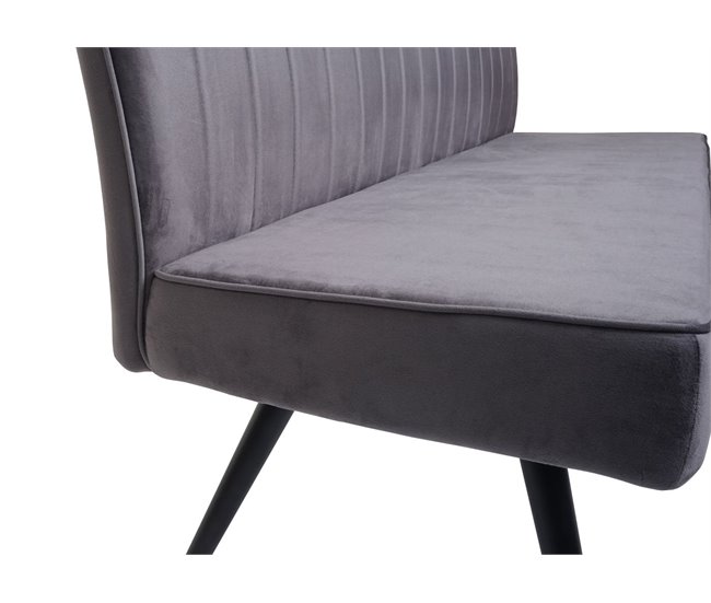 Banco sofá comedor tapizado con respaldo en terciopelo Gris