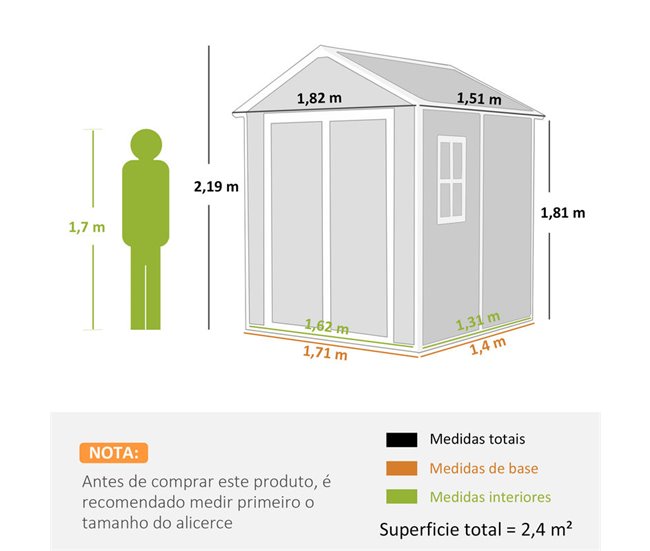 Caseta de Jardín PP, Aluminio Outsunny Gris