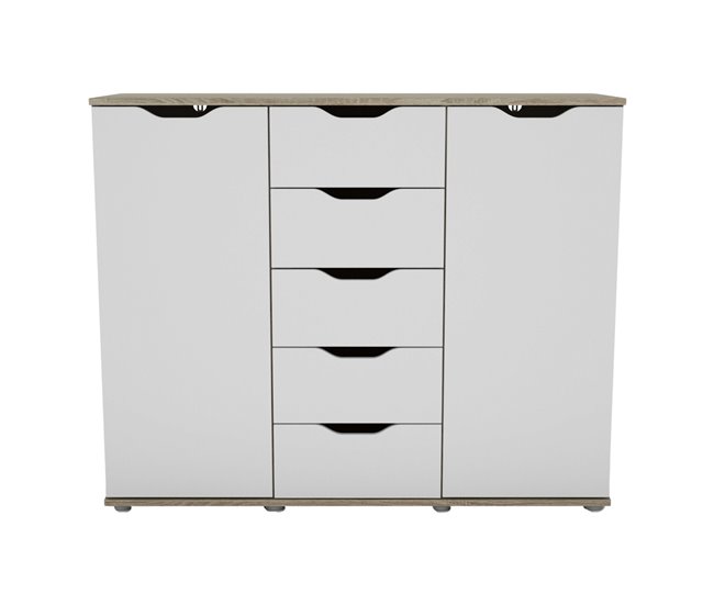 Aparador 2 Puertas 5 Cajones Parc Roble Sonoma Multicolor