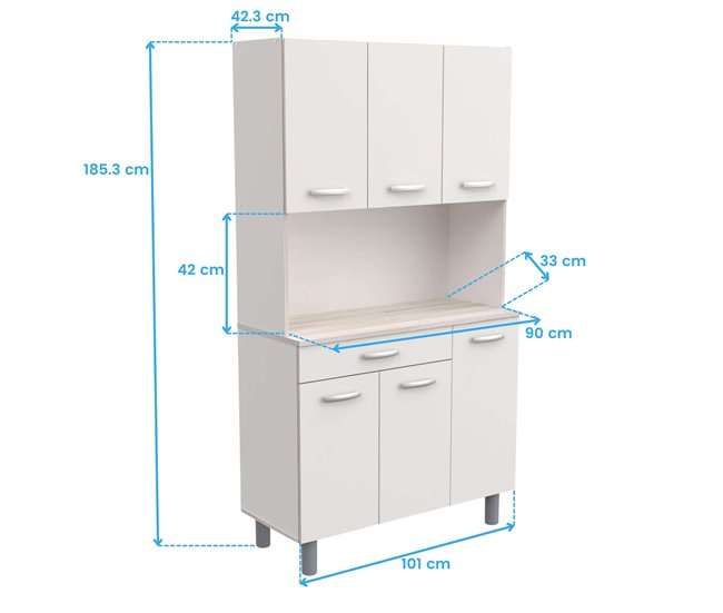 Armario Buffet de Cocina con 6 Puertas Blanco/ Madera