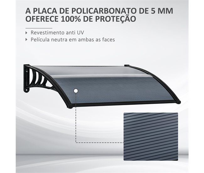 Marquesina Exterior Policarbonato Outsunny Negro