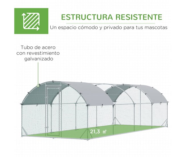 Gallinero Acero Galvanizado, Tela Oxford Gris
