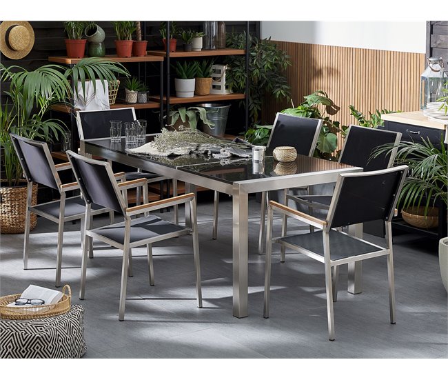 Beliani Conjunto de comedor GROSSETO Grafito