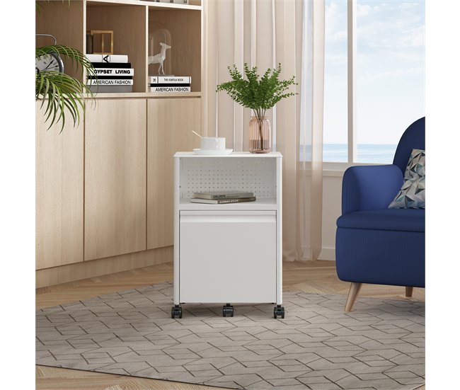 Archivador con ruedas Velvevn 1 cajón acero [en.casa] Blanco
