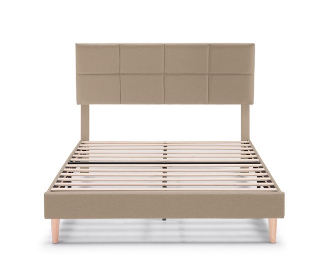 Estructura de cama tapizada Silvi 150x190 Beige