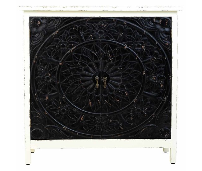 Aparador de madera de 2 puertas Negro