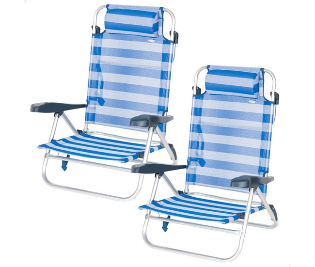 Aktive Pack de 2 sillas de playa plegables y reclinables Azul Marino