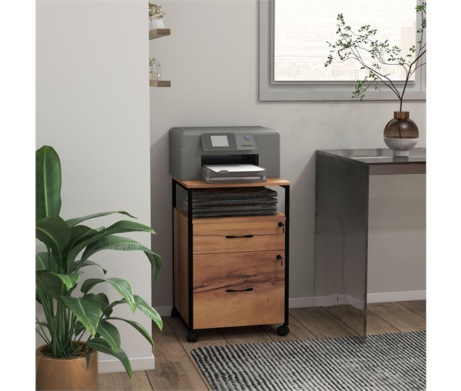 Cajonera de Oficina Melamina de Madera, Acero Vinsetto Marron