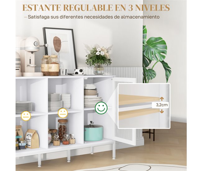 Aparador de Cocina Melamina de Madera HOMCOM Blanco
