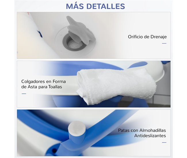 Bañera para Bebé Plegable PP, TPE HOMCOM Azul