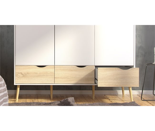 Armario DELTA puertas batientes y 3 cajones 147x200cm blanco Blanco