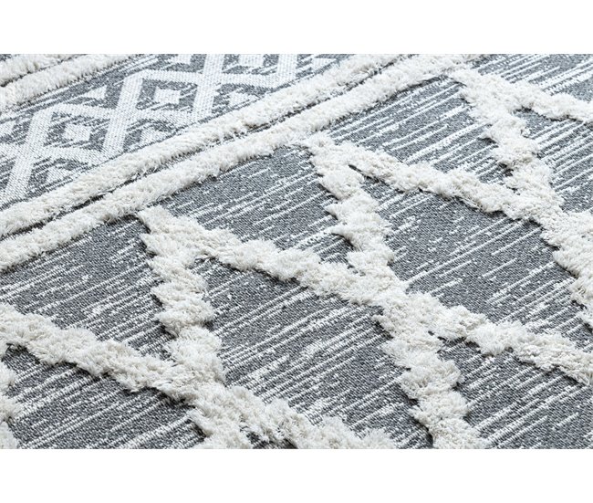 Alfombra ECO sisal BOHO MOROC Diamantes 22297 franjas 117x170 Gris