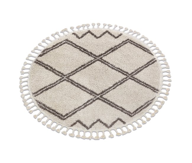 Alfombra BERBER ASILA Franjas Bereber Marroquí 160x160 Crema