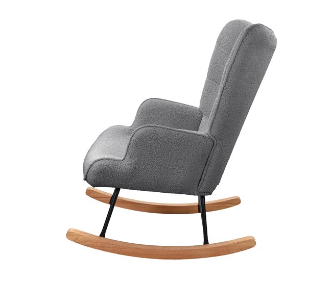 Silla mecedora, sillón de balanceo con respaldo cuadrado Gris Oscuro