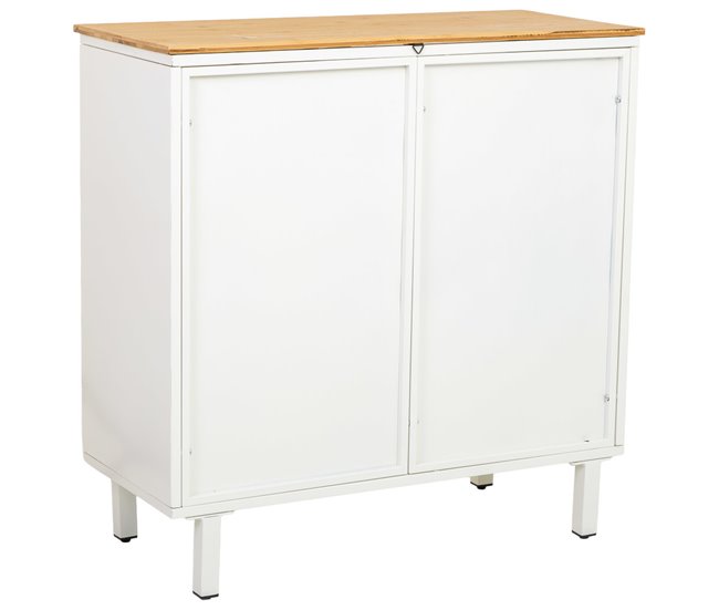 Aparador de vidrio y madera, 2 puertas Negro