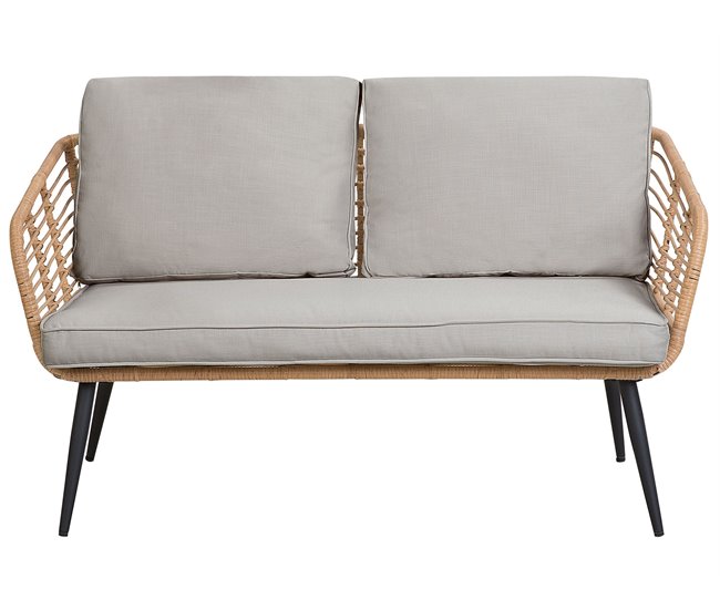 Beliani Conjunto de jardín Ratán sintético CORINTH II Gris Claro