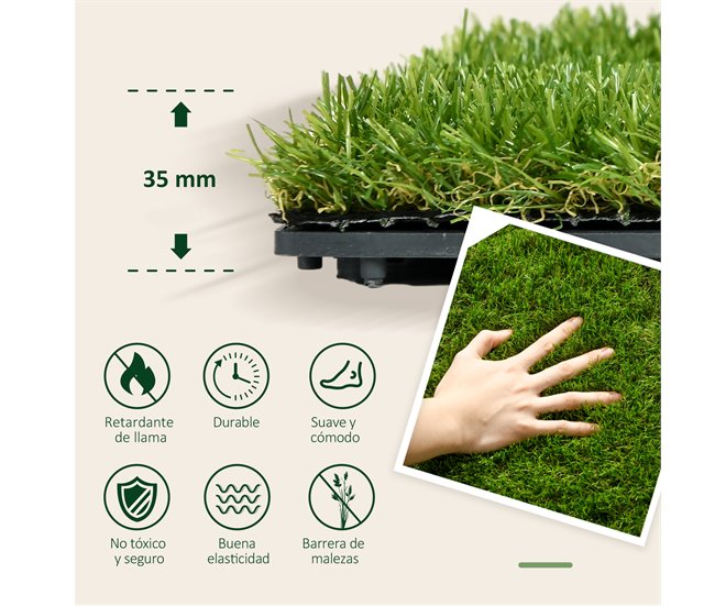 Césped Artificial PE, PP Outsunny Verde