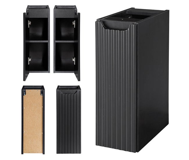 Mueble de baño bajo lavabo Newport con puerta 20 Negro/ Madera