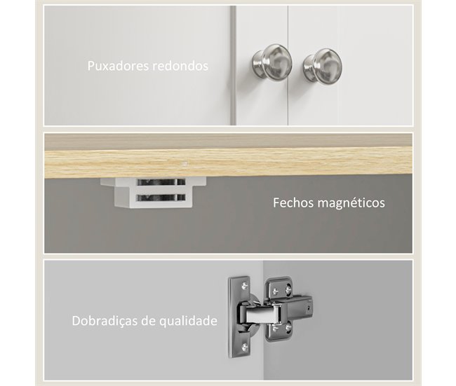 Alacena de Cocina Melamina de Madera, MDF HOMCOM, hogar - cocina Blanco