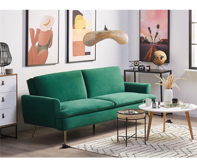 Beliani Sofá cama Terciopelo VETTRE Amarillo