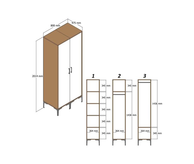 Armário 2 portas com efeito madeira 80 Blanco/ Madera
