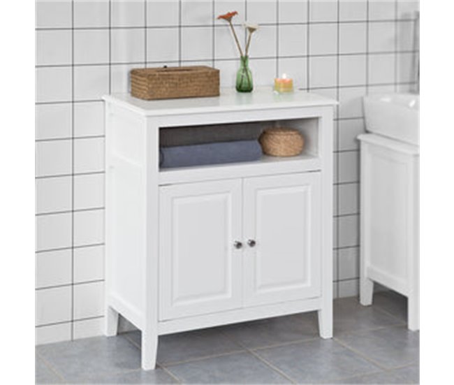 Armario para Baño con 2 Puertas y Estante FRG204-W SoBuy 69 Blanco
