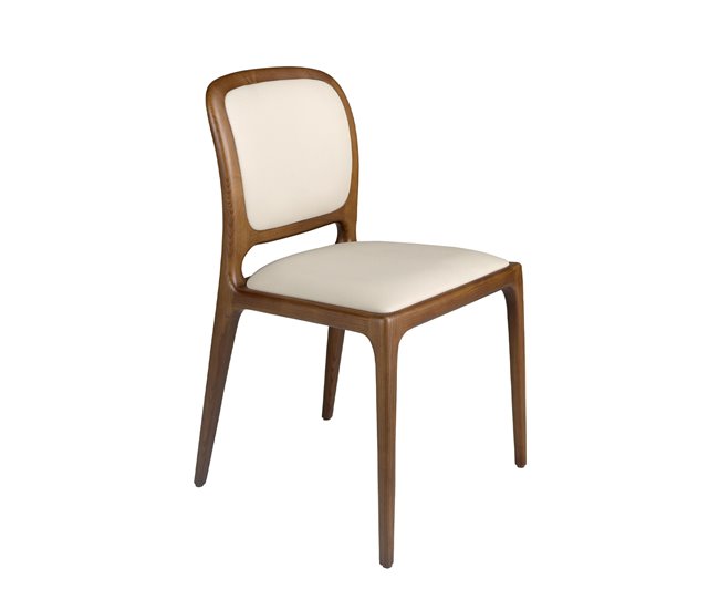 ANGEL CERDA Silla polipiel crema Nogal