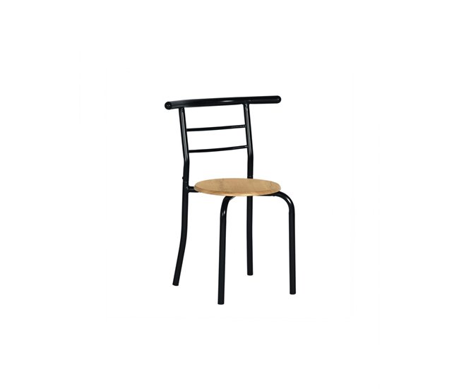 Set Mesa y 2 Sillas - Modelo LEVA - Sobre+asiento MDF - Estructuras Metal Roble