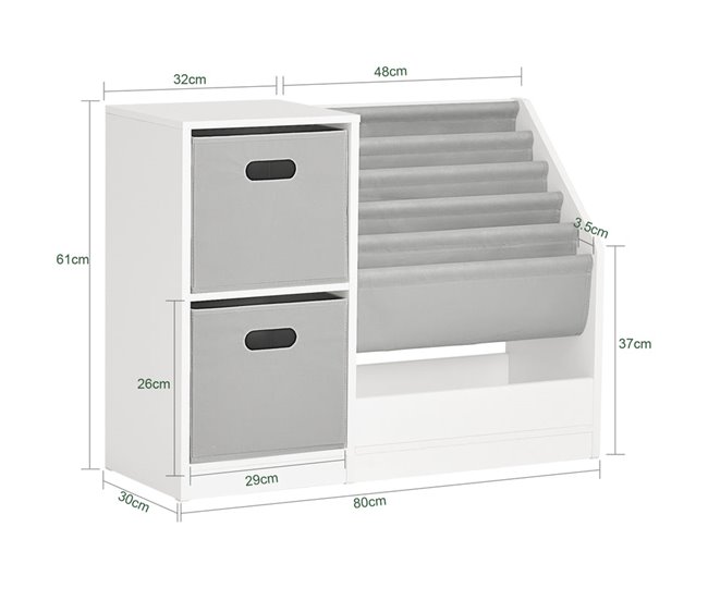 Librería Infantil para niños con 2 Cestas SoBuy KMB76-W Blanco