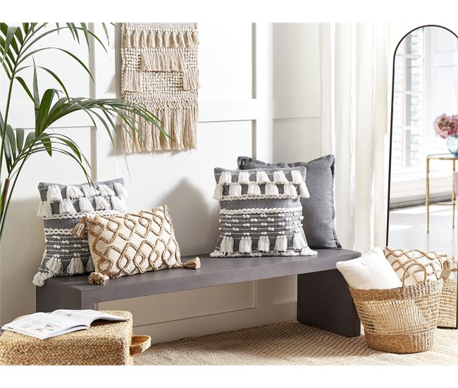 Beliani Cojín decorativo BRAHEA Gris
