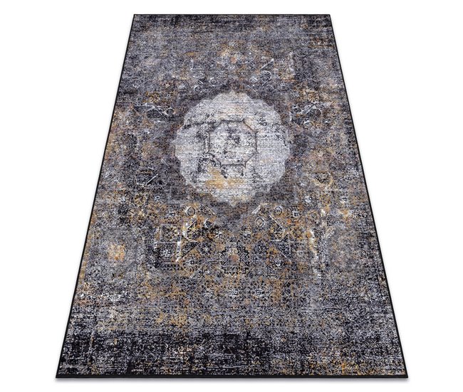 Alfombra lavable MIRO 51453.805 Rosetón vintage 160x220 Gris Oscuro