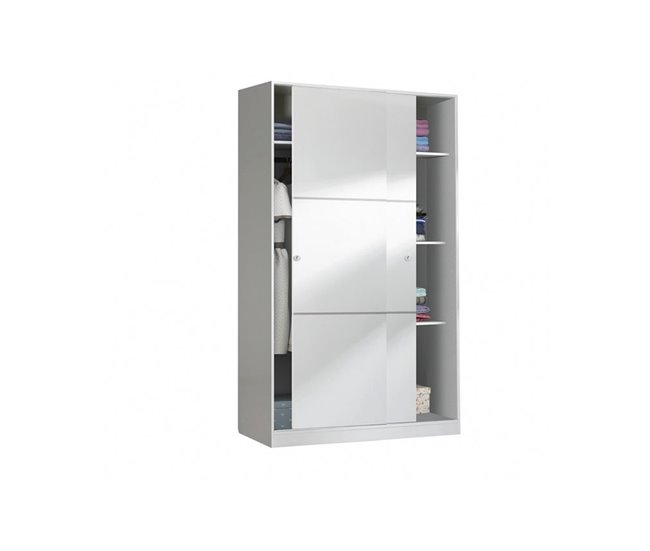 Armario TREVI puertas correderas 120x200cm blanco brillo Blanco Brillo