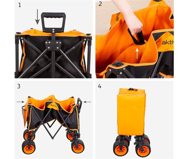 Aktive Carro playa c/ruedas grandes Negro/ Naranja