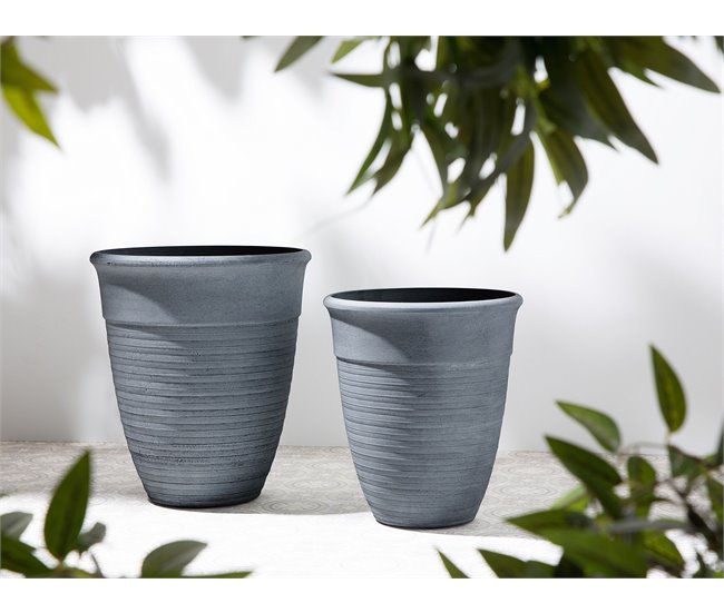 Beliani Conjunto de 2 macetas KATALIMA Gris