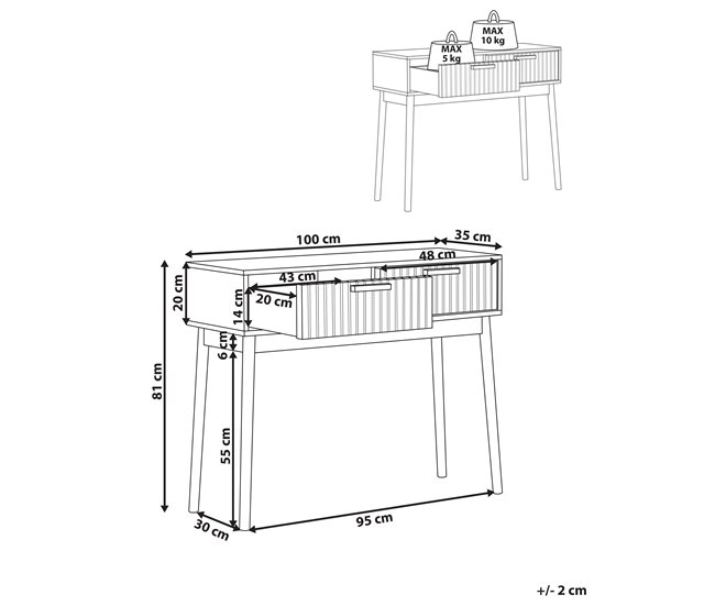 Beliani Mesa auxiliar LYNWOOD Madera Clara