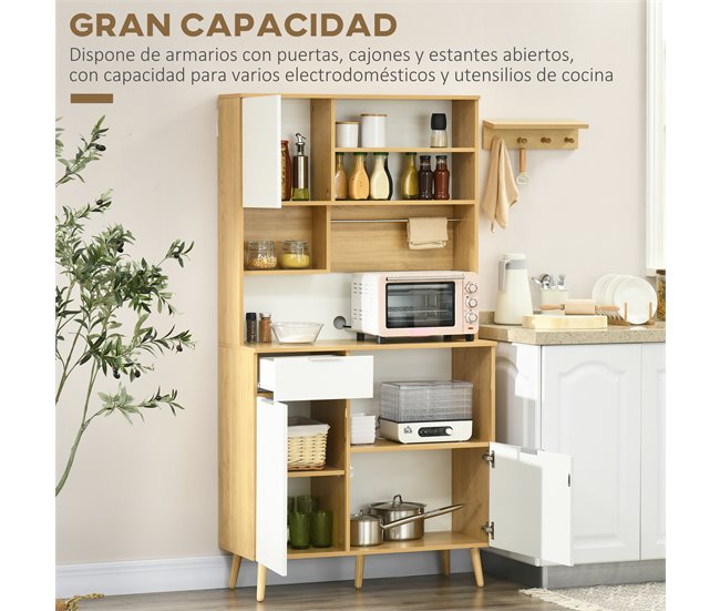 Alacena de Cocina Melamina de Madera, Pino HOMCOM, hogar - cocina Marron