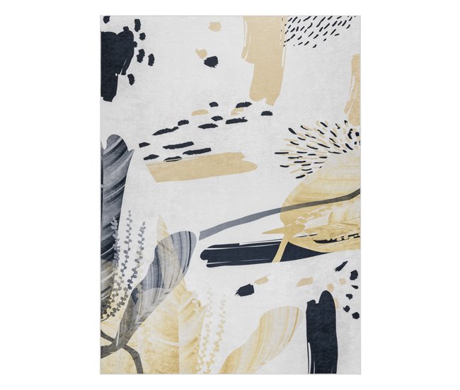 Alfombra lavable ANDRE 1097 Abstracción 80x150 Blanco/ Gris