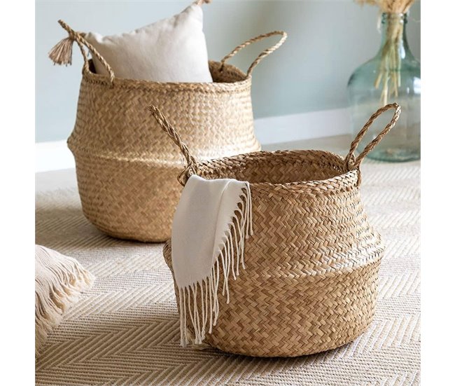 WELL HOME - Cesta plegable de caña natural Marron