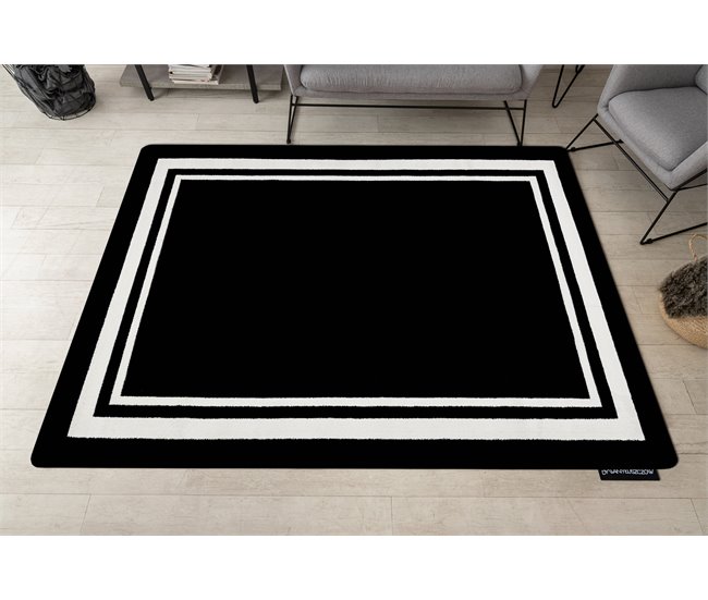 Alfombra HAMPTON Border cuadro 200x290 Negro