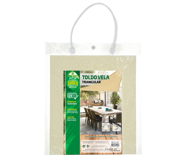 Toldo triangular sombreo Aktive Garden color crema Crema