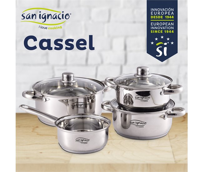 Bateria 7pcs : Cazo sin tapa + Cacerolas con tapa Multicolor