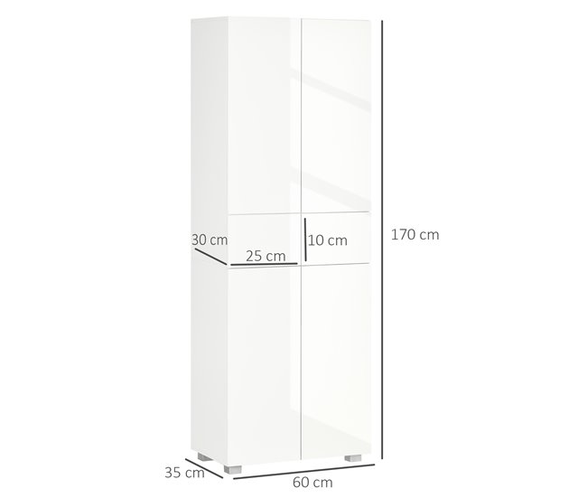 Alacena de Cocina MDF, Melamina de Madera HOMCOM, hogar - cocina Blanco