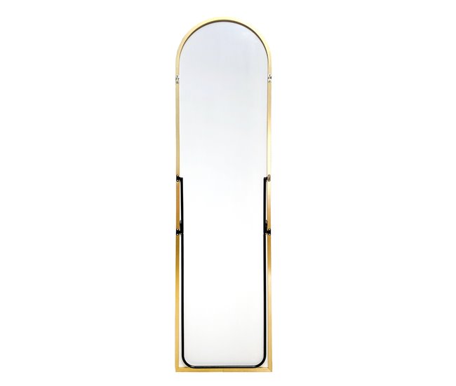 Espejo de Pie Metal Round Cuerpo Entero con Soporte Suelo 50x5 Dorado