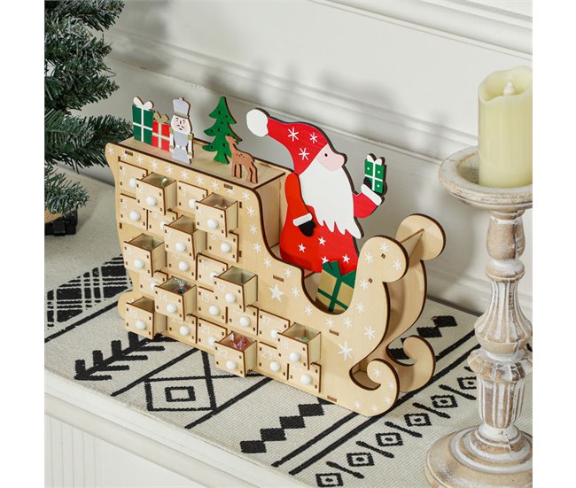 Calendario Adviento Navidad Tablero Multicapa HOMCOM Marron