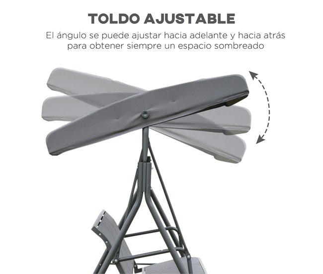 Columpio de Jardín Acero, Poliéster Outsunny Gris