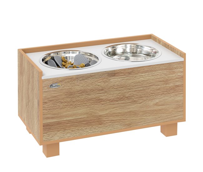 Comedero para Perros MDF, Acero PawHut Marron