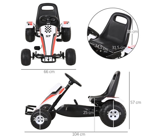 Go Kart a Pedales Infantil Metal y Plástico HOMCOM Multicolor